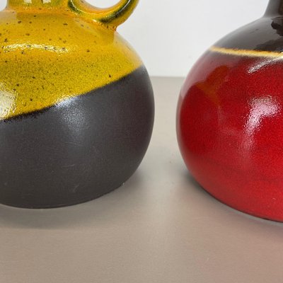 German Pottery Vases in Red and Yellow from Steuler Ceramics, 1970s, Set of 2-QZ-1257932