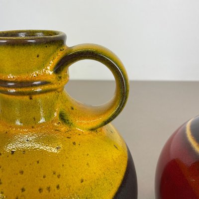 German Pottery Vases in Red and Yellow from Steuler Ceramics, 1970s, Set of 2-QZ-1257932