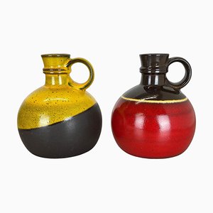 German Pottery Vases in Red and Yellow from Steuler Ceramics, 1970s, Set of 2-QZ-1257932