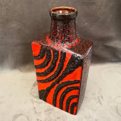 German Red and Black Fat Lava Bottle Vase from Roth Keramik, 1970s-NMK-981575