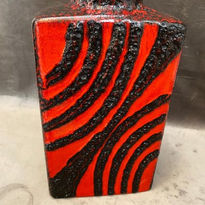 German Red and Black Fat Lava Bottle Vase from Roth Keramik, 1970s-NMK-981575