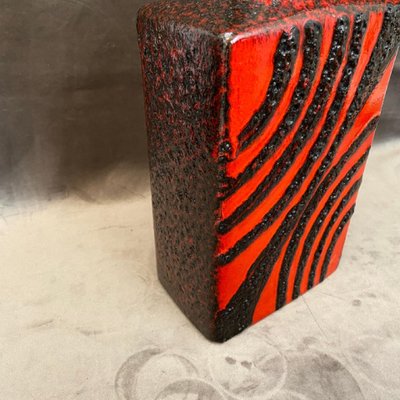 German Red and Black Fat Lava Bottle Vase from Roth Keramik, 1970s-NMK-981575