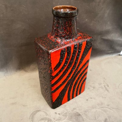 German Red and Black Fat Lava Bottle Vase from Roth Keramik, 1970s-NMK-981575