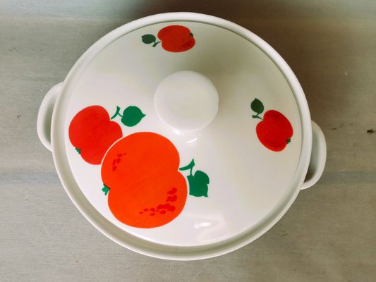 German Red Apple Print Porcelain Soup from Colditz GDR, 1990s-SCS-1792312