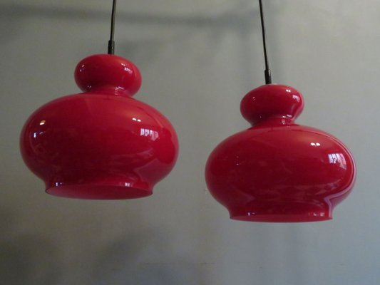 German Red Glass Pendant Lamp from Peill & Putzler, 1960s-UKG-1442030