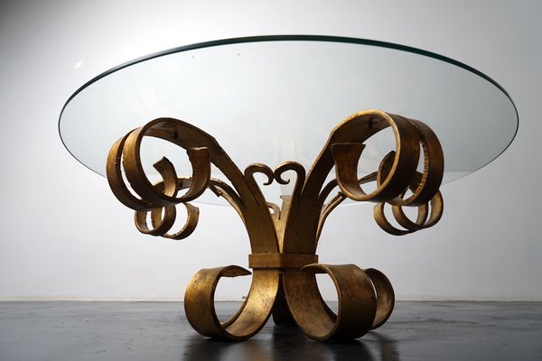 German Side Table in Golden Metal, 1970s-CIP-1256541