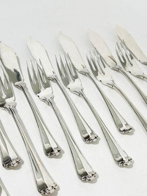 German Silver Fish Cutlery from Wilkens & Sohne, Bremen, 1886-1888, Set of 12-UCH-1224339