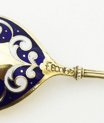 German Silver Teaspoons with Gold Plating and Enamel from Koch & Bergfeld, 1884-1893-UCH-1224476