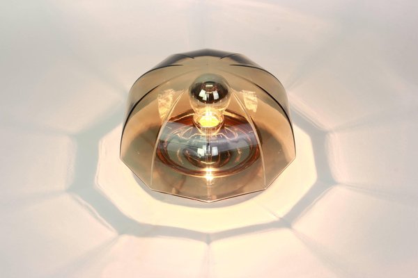 German Smoked Glass Sconces or Flush Mount by Hillebrand, 1960s, Set of 2-UGR-1085530