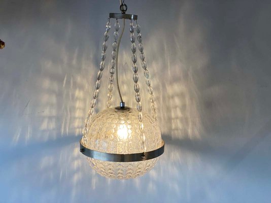 German Space Age Glass Ball Pendant Lamp, 1970s-JO-879020