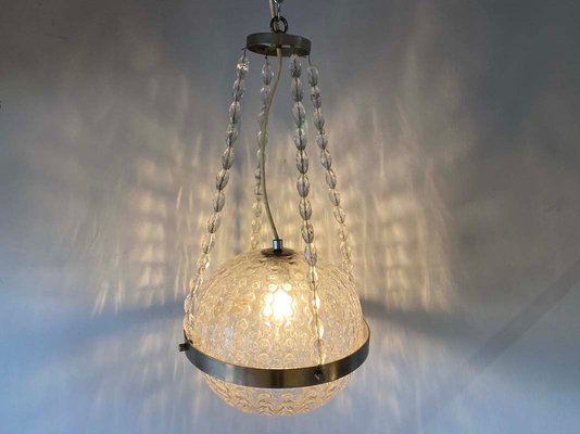 German Space Age Glass Ball Pendant Lamp, 1970s-JO-879020