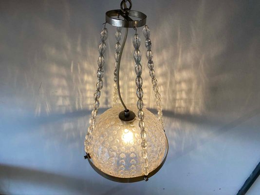 German Space Age Glass Ball Pendant Lamp, 1970s-JO-879020