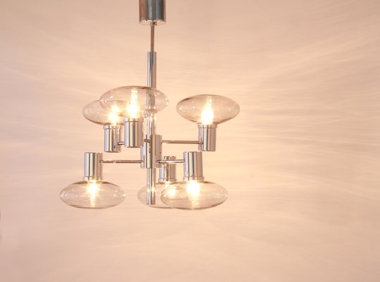 German Sputnik Chrome Chandelier by Doria, 1960s-UGR-1085462