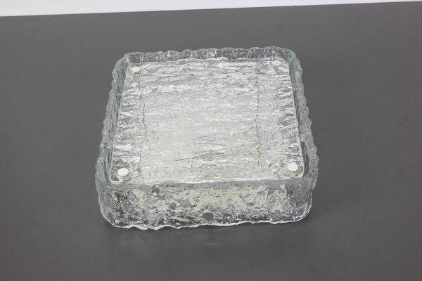 German Square Murano Ice Glass Flush Mount from Kaiser, 1970s-UGR-1086068