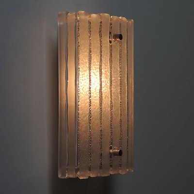 German Structured Glass and Aluminum Wall Light Lamp, 1970s-QBR-1192487