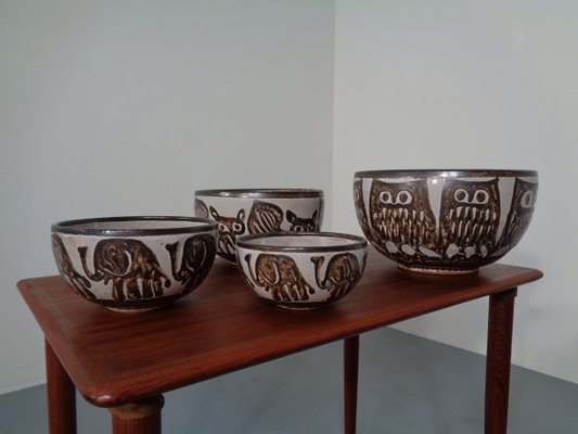 German Studio Ceramic Bowls by Monika Maetzel, 1960s, Set of 4-RDW-646420