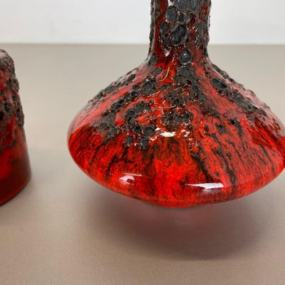 German Studio Pottery Vase Objects in Red Black Ceramic from Otto Keramik, 1970, Set of 3-QZ-1256069