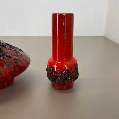 German Studio Pottery Vase Objects in Red Black Ceramic from Otto Keramik, 1970, Set of 3-QZ-1256069