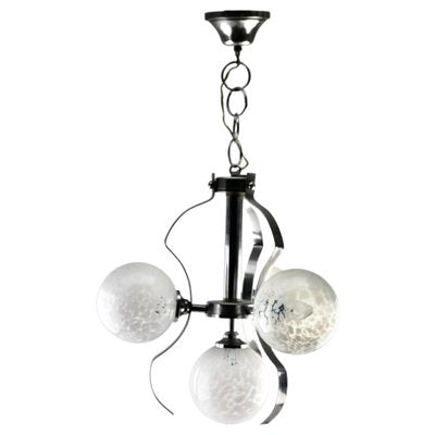 German Swirl Ball Pendant Stem Lamp with 3 Globular Lights from Fischer Leuchten-MJY-1150362