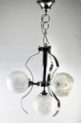 German Swirl Ball Pendant Stem Lamp with 3 Globular Lights from Fischer Leuchten-MJY-1150362