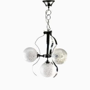 German Swirl Ball Pendant Stem Lamp with 3 Globular Lights from Fischer Leuchten-MJY-1150362