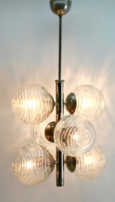 German Swirl Ball Pendant Stem Lamp with 6 Globular Lights from Fischer Leuchten-MJY-1150397