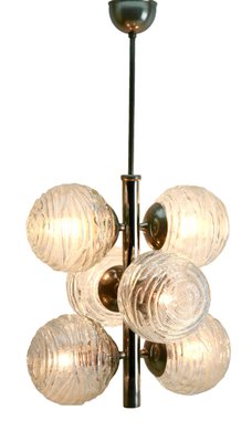 German Swirl Ball Pendant Stem Lamp with 6 Globular Lights from Fischer Leuchten-MJY-1150397