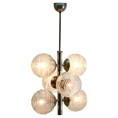 German Swirl Ball Pendant Stem Lamp with 6 Globular Lights from Fischer Leuchten-MJY-1150397