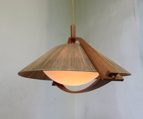 German Teak and Acrylic Glass Ceiling Lamp from Temde, 1960s-EY-653732