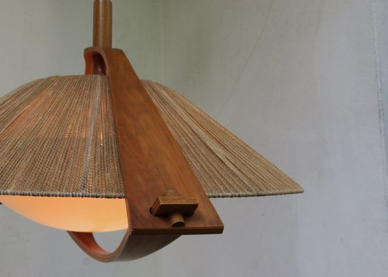 German Teak and Acrylic Glass Ceiling Lamp from Temde, 1960s-EY-653732