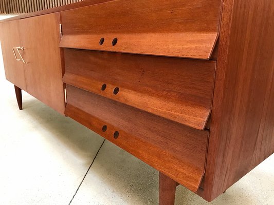 German Teak Sideboard with Brass Handles, 1950s-JP-698635