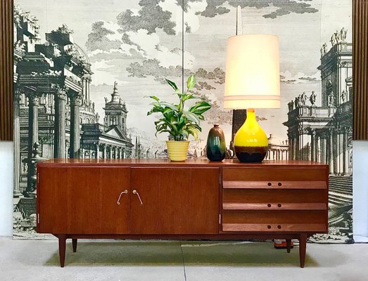 German Teak Sideboard with Brass Handles, 1950s-JP-698635