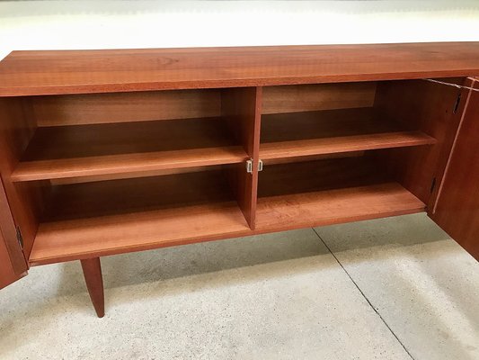 German Teak Sideboard with Brass Handles, 1950s-JP-698635