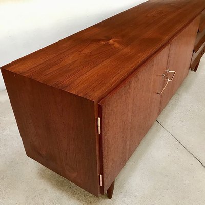 German Teak Sideboard with Brass Handles, 1950s-JP-698635