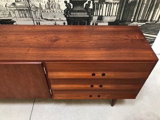 German Teak Sideboard with Brass Handles, 1950s-JP-698635