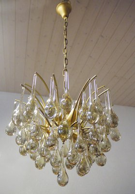 German Teardrop Chandelier in Murano Glass and Brass from Palwa, 1970s-DEK-932423