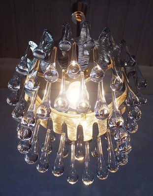 German Teardrop Chandelier in Murano Glass and Silver Brass from Palwa, 1970s-DEK-932425