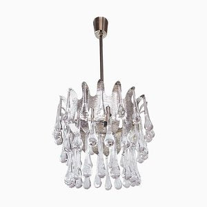 German Teardrop Chandelier in Murano Glass and Silver Brass from Palwa, 1970s-DEK-932425