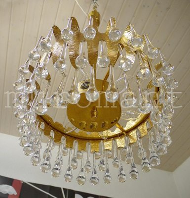 German Teardrop Chandelier in Murano Glass & Gilt-Brass from Palwa, 1970s-DEK-932426