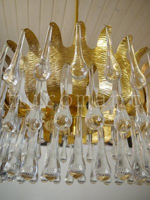 German Teardrop Chandelier in Murano Glass & Gilt-Brass from Palwa, 1970s-DEK-932426