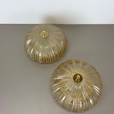 German Textured Amber Glass Wall Lights, 1970s, Set of 2-QZ-1819701