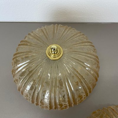 German Textured Amber Glass Wall Lights, 1970s, Set of 2-QZ-1819701