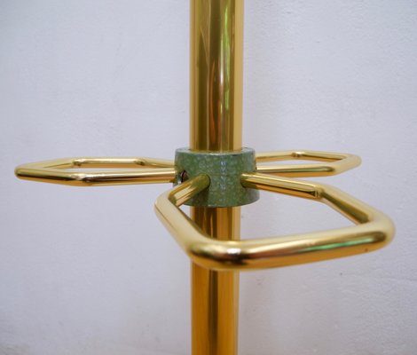 German Tubular Steel and Brass Crackle Finish Coat Rack with Umbrella Rack, 1950s-FFL-655135