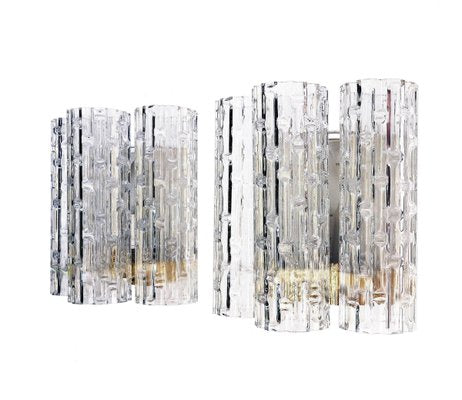 German Wall Sconces with Murano Glass Tubes from Doria, 1960s, Set of 2-DEK-932498