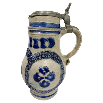 German Westerwald Salt Glazed Stoneware Jug, 17th Century-UCH-1281145