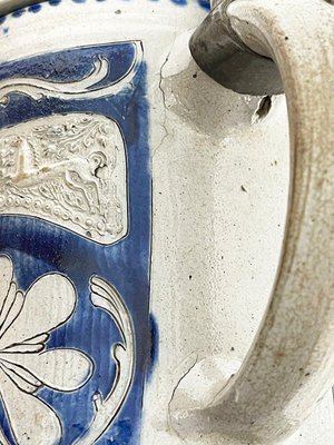 German Westerwald Salt Glazed Stoneware with Horses Tankard, 18th Century-UCH-1281146