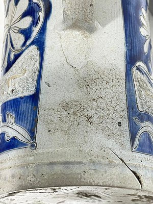 German Westerwald Salt Glazed Stoneware with Horses Tankard, 18th Century-UCH-1281146