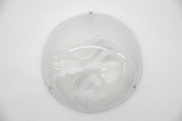 German White and Gold Murano Glass Flush Mount from Hillebrand Lighting, 1960s-KQB-1737095