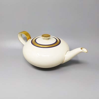 German White, Blue and Gold Porcelain Tea Set/Coffee Set, 1950s, Set of 11-QGR-963822