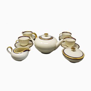 German White, Blue and Gold Porcelain Tea Set/Coffee Set, 1950s, Set of 11-QGR-963822